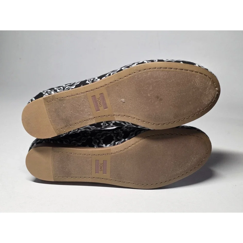 Toms Women's Shoes Size 7 Black Gray Darcy Slip On Flats Comfort Ballets